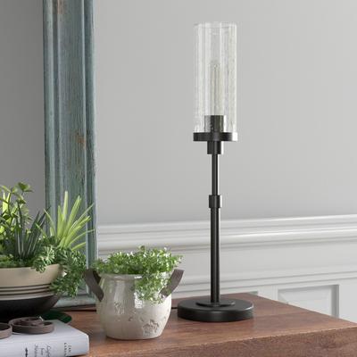 Frieda Blackened Bronze Table Lamp with Seeded Glass Shade - Hudson & Canal TL0539