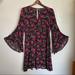 American Eagle Outfitters Dresses | Flowy Bell Sleeve Floral Dress | Color: Black/Pink | Size: S