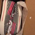 Vans Shoes | 195 Vans Hullle Gingham Black Plaid Magenta Pink Canvas White Girl Youth Shoe 11 | Color: Black/Pink | Size: 11g