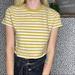 Brandy Melville Tops | Brandy Melville Striped Crop Top Tee Shirt One Size | Color: White/Yellow | Size: Os