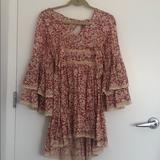 Free People Dresses | Free People Peasant Sleeve Dress | Color: Cream/Red | Size: Xs