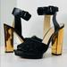 Zara Shoes | Black & Gold Platform Leather Heels | Color: Black/Gold | Size: 10