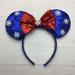 Disney Accessories | Disney Snowflake Minnie Mouse Ears | Color: Blue/Red | Size: Os