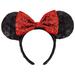 Disney Accessories | Disney Minnie Mouse Sequined Ear Headband | Color: Black/Red | Size: Os