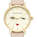 Kate Spade Accessories | Kate Spade Metro - Wink Round Leather Strap Watch | Color: Cream/Gold | Size: 34mm