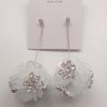 Kate Spade Jewelry | Kate Spade New White Lucite/Rhinestone Dangle Er | Color: Silver/White | Size: 1-1/4" X 3" Drop