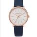 Michael Kors Accessories | Michael Kors Leather Watch Pyper Rose Gold Tone | Color: Blue/Gold | Size: Os