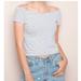 Brandy Melville Tops | Brandy Melville Off The Shoulder Top | Color: Blue/White | Size: One Size