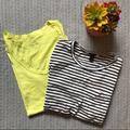 J. Crew Tops | J. Crew Neon Yellow & Striped T-Shirts - Lot Of 2 | Color: Black/Yellow | Size: Xs