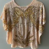 Anthropologie Tops | Anthropologie Sequined + Beaded Sheer Blouse | Color: Cream | Size: L