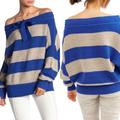 Free People Sweaters | Free People Cassidy Off-The-Shoulder Sweater | Color: Blue/Tan | Size: M