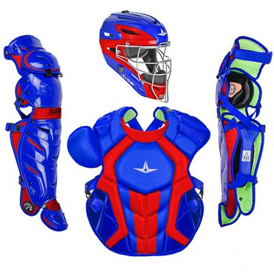 All Star S7 Axis NOCSAE Certified Adult Two Tone Baseball Catcher's Kit Royal/Scarlet