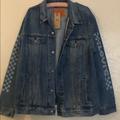 Levi's Jackets & Coats | Levi’s Denim Jacket With Bleached Logo Checkered | Color: Blue | Size: Xxl