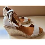 Anthropologie Shoes | Anthropologie Maypol Studded Wedge Espadri | Color: Gold/White | Size: Us 8 | 39