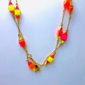 Kate Spade Jewelry | Euc Kate Spade New York Neon Colored Pink,Yellow, Orange Gold Tone Necklace | Color: Orange/Pink | Size: 30' L