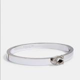 Coach Jewelry | Coach Pave Signature Hinged Bangle | Color: Silver | Size: Os