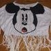 Disney Tops | Disney Mickey Fringe Crop Top | Color: White | Size: M