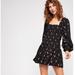 Free People Dresses | Free People Black Floral Smocked Mini Dress Xs | Color: Black/Yellow | Size: Xs