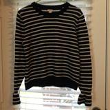 J. Crew Sweaters | J Crew Striped Wool Blend Sweater W/Bell Sleeves | Color: Blue/White | Size: L