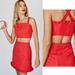 Free People Skirts | Free People Fiona Red Jacquard Crop Top Skirt Set | Color: Red | Size: 12