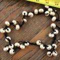 J. Crew Jewelry | J Crew Giant Pearl On Cord Necklace | Color: Black/White | Size: 29”