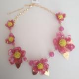 Kate Spade Jewelry | Kate Spade New Hot Pink Flower Mismatch Necklace | Color: Pink/Yellow | Size: 18" X 2"