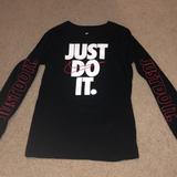 Nike Shirts & Tops | Boys Youth Long Sleeve “Just Do It” | Color: Black/White | Size: Youth L