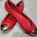 Tory Burch Shoes | New: Tory Burch Quilted Leather Gold Cap Flats | Color: Gold/Red | Size: 7.5