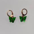 Brandy Melville Jewelry | Green Butterfly Mini Hoop Earrings | Color: Gold/Green | Size: Os