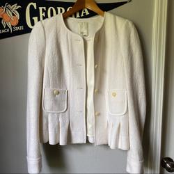 Anthropologie Jackets & Coats | Euc Anthropologie Wool Peplum Jacket | Color: Cream/White | Size: 6