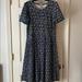 Lularoe Dresses | Lularoe Navy Printed Amelia Dress | Color: Blue/White | Size: L