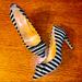 J. Crew Shoes | J.Crew Striped Bow Pointed Dress Pumps Heels | Color: Black/Gray | Size: 6