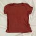 American Eagle Outfitters Tops | Don't Ask Why Ribbed T-Shirt | Color: Orange/Red | Size: Xs