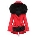 VICENT Women's Coat Thick Classic Round Neck Casual Fashion Fall and Winter Jackets Fleece Outwear with Zip Pocket Long Fur Neck Coat Oversized Pullover S-4XL, red, M