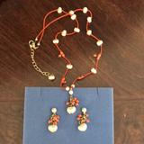 Kate Spade Accessories | Kate Spade Corrals Necklace And Earrings | Color: Orange/White | Size: Osg