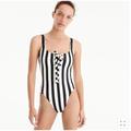 J. Crew Swim | J.Crew Lace-Up One-Piece In Bold Stripe Swimming | Color: Black/White | Size: Various