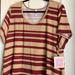 Lularoe Tops | Lularoe Women’s Classic T Striped Shirt Top 3xl | Color: Red/Tan | Size: Xxxl