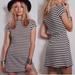 Free People Dresses | Free People Beach Mock Neck Stripped Dress Size M | Color: Gray/White | Size: M
