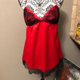 Victoria's Secret Intimates & Sleepwear | Lg Vs Red Satin & Black Lace Slip | Color: Black/Red | Size: L