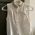 J. Crew Tops | J.Crew Embellished Cotton Tank Top | Color: White | Size: 0