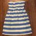 J. Crew Dresses | Jcrew Strapless Cotton Dress Size 00 | Color: Blue/Cream | Size: 00