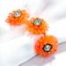 J. Crew Jewelry | Jcrew Orange Resin Flower Crystal Bracelet | Color: Gold/Orange | Size: Os