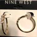 Nine West Jewelry | New Nine West Gt Crystal Acct Hoop Earrings | Color: Gold | Size: Os