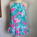 Lilly Pulitzer Tops | Lilly Pulitzer Millie Silk Halter Top Ruffle Hem | Color: Blue/Pink | Size: Xxs