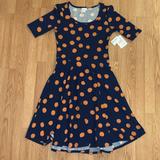 Lularoe Dresses | Lularoe Nicole Dress Nwt | Color: Blue/Orange | Size: L