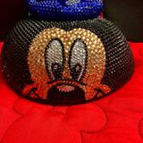 Disney Other | Handmade Crystal Embellished Mickey Ear Hat | Color: Black/Blue | Size: Os