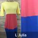 Lularoe Dresses | Colorblock Julia L Lularoe Nwt | Color: Blue/Yellow | Size: L