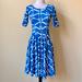 Lularoe Dresses | Lularoe Nicole Blue White Pattern Dress | Color: Blue/White | Size: Xs