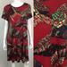 Lularoe Dresses | Lularoe Carly Feather Print High Low Shirt Dress | Color: Black/Red | Size: Xs