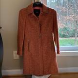 Coach Jackets & Coats | Coach Orange Tweed And Brown Leather Trim Coat | Color: Orange/Tan | Size: S